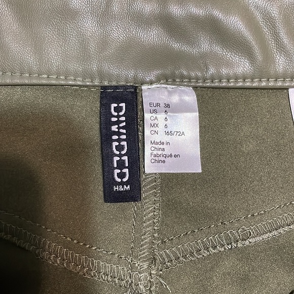Olive Green Leather Pants - Picture 4 of 5